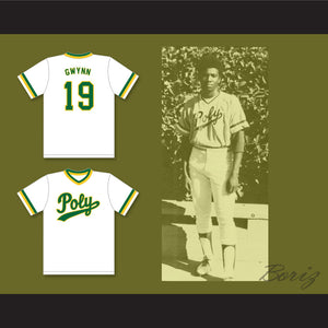 Tony Gwynn 19 Long Beach Polytechnic High School Jackrabbits White Baseball Jersey 2