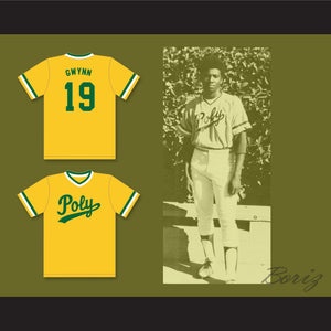 Tony Gwynn 19 Long Beach Polytechnic High School Jackrabbits Yellow Baseball Jersey 2