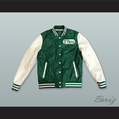 Toronto St Pats Hockey Green and White Lab Leather Varsity Letterman Jacket