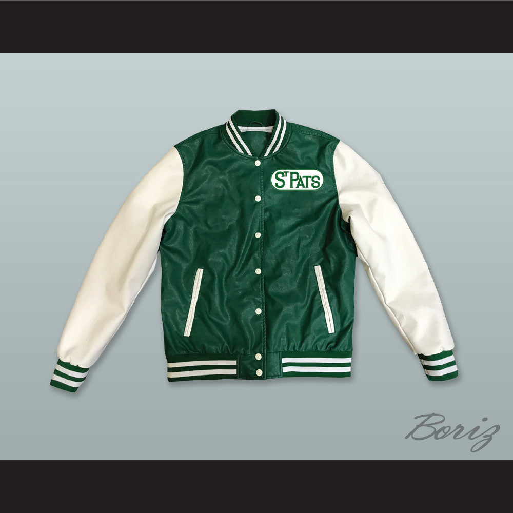 Toronto St Pats Hockey Green and White Lab Leather Varsity Letterman Jacket