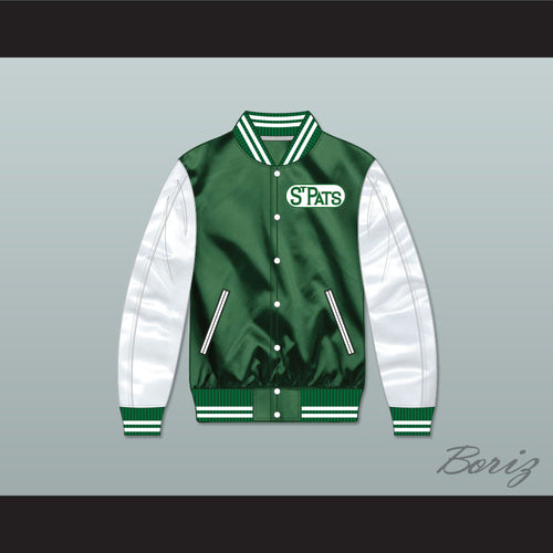 Toronto St Pats Green and White Varsity Letterman Satin Bomber Jacket