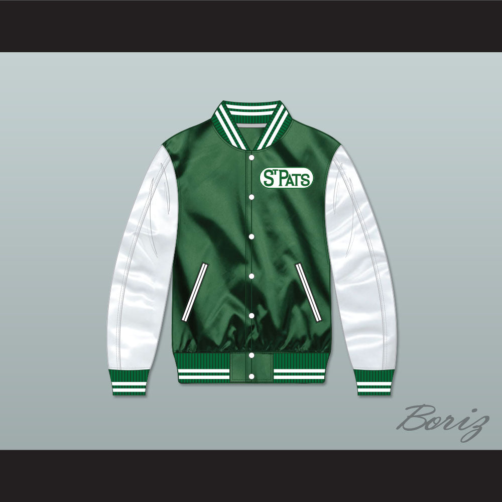 Toronto St Pats Green and White Varsity Letterman Satin Bomber Jacket
