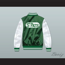 Load image into Gallery viewer, Toronto St Pats Green and White Varsity Letterman Satin Bomber Jacket