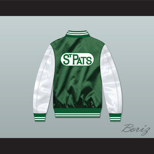 Toronto St Pats Green and White Varsity Letterman Satin Bomber Jacket