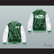 Load image into Gallery viewer, Toronto St Pats Green and White Varsity Letterman Satin Bomber Jacket