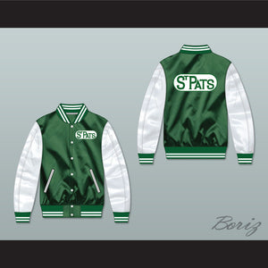 Toronto St Pats Green and White Varsity Letterman Satin Bomber Jacket
