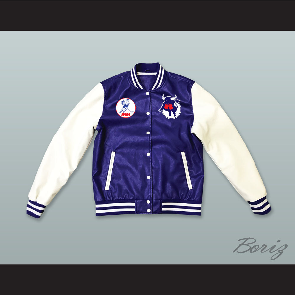 WHA Toronto Toros Blue and White Lab Leather Varsity Letterman Jacket 1
