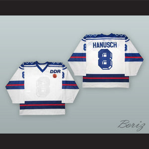 Torsten Hanusch 8 East Germany National Team White Hockey Jersey