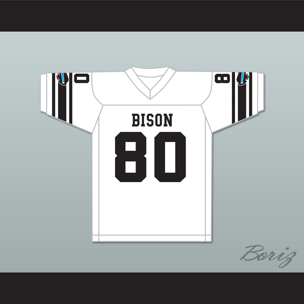 Tracy Two Dogs 80 Blue Springs Bison High School White Football Jersey The Slaughter Rule