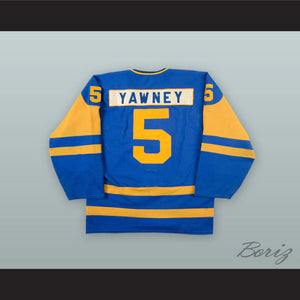 Trent Yawney 5 Saskatoon Blades Blue Hockey Jersey