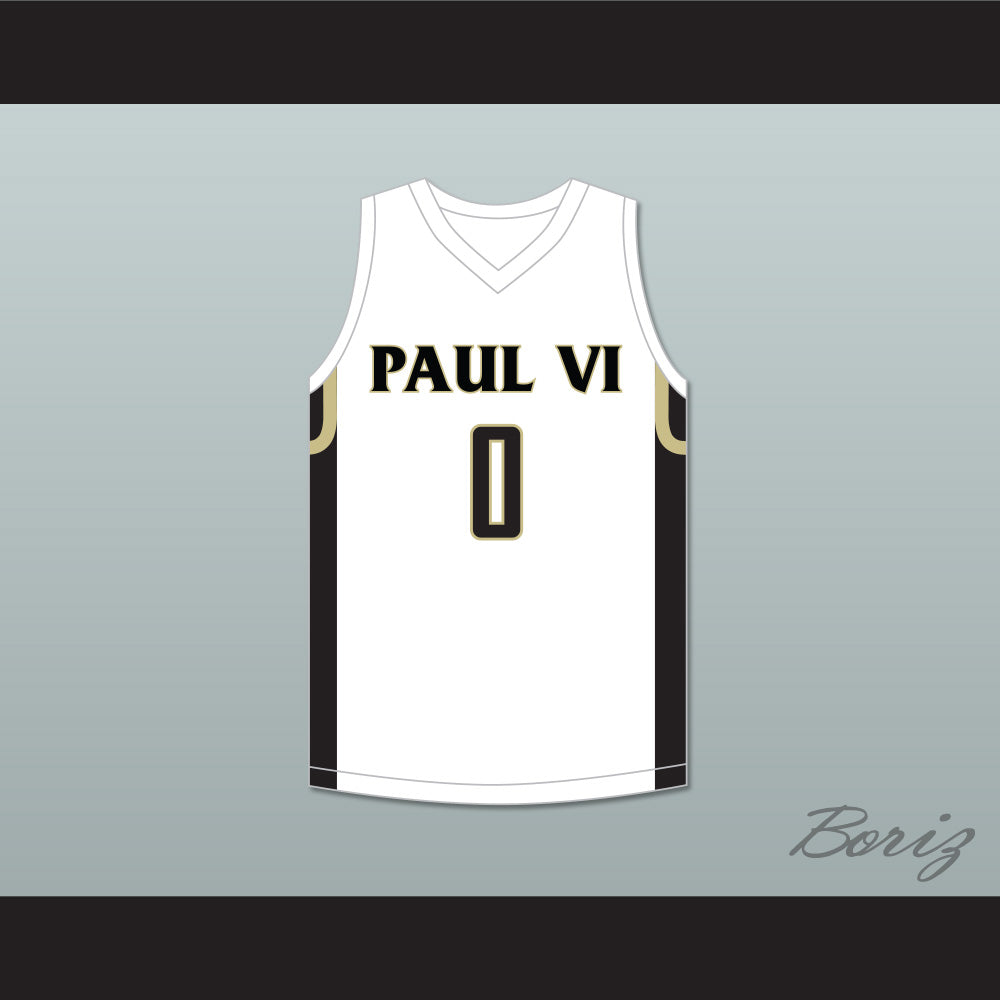 Trevor Keels 0 Paul VI Catholic High School Panthers White Basketball Jersey 2