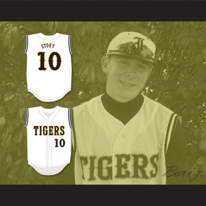 Trevor Story 10 Irving High School Tigers White Baseball Jersey 2