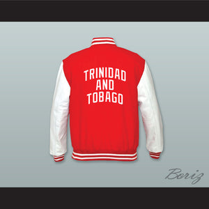 Trinidad and Tobago Red Wool and White Lab Leather Varsity Letterman Jacket