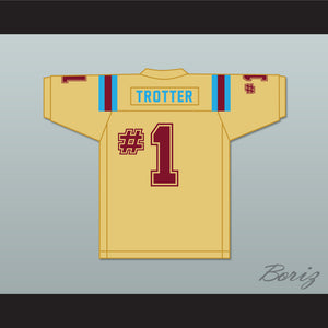 Trotter #1 Heartland State University Comebacks Gold Football Jersey