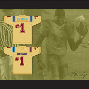 Trotter #1 Heartland State University Comebacks Gold Football Jersey