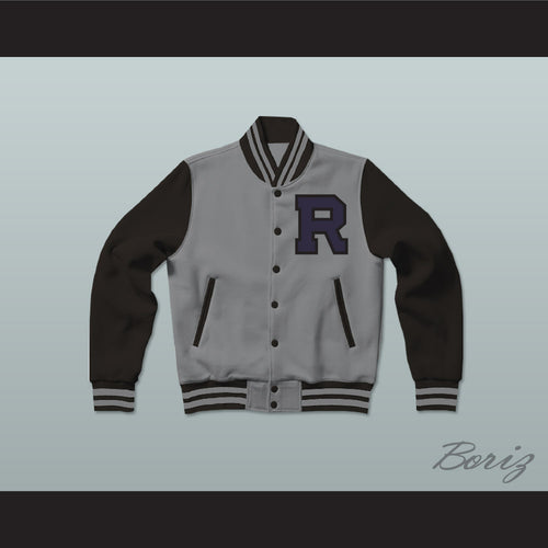 Troy Barnes Riverside High School Community TV Show Gray and Black Varsity Letterman Jacket-Style Sweatshirt