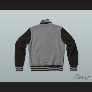 Troy Barnes Riverside High School Community TV Show Gray and Black Varsity Letterman Jacket-Style Sweatshirt