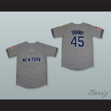 Load image into Gallery viewer, Donald Trump 45 New York Gray Button Down Baseball Jersey