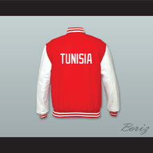 Load image into Gallery viewer, Tunisia Red Wool and White Lab Leather Varsity Letterman Jacket
