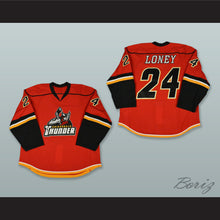 Load image into Gallery viewer, Ty Loney 24 Adirondack Thunder Red Hockey Jersey