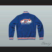 Load image into Gallery viewer, USA Blue Hockey Varsity Letterman Jacket-Style Sweatshirt