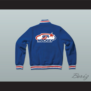 USA Blue Hockey Varsity Letterman Jacket-Style Sweatshirt