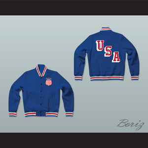 USA Blue Varsity Letterman Jacket-Style Sweatshirt 3