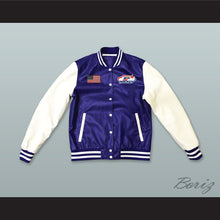 Load image into Gallery viewer, USA Blue and White Lab Leather Varsity Letterman Jacket 2
