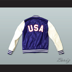USA Blue and White Lab Leather Varsity Letterman Jacket 4