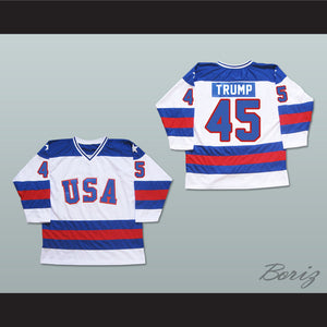 Donald Trump 45 USA 1980 Style White Hockey Jersey