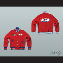 Load image into Gallery viewer, USA Red Hockey Varsity Letterman Jacket-Style Sweatshirt