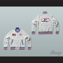 Load image into Gallery viewer, USA White Hockey Varsity Letterman Jacket-Style Sweatshirt
