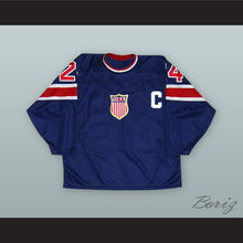 Load image into Gallery viewer, 1932 Throwback Chris Chelios 24 USA National Team Dark Blue Hockey Jersey