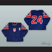Load image into Gallery viewer, 1932 Throwback Chris Chelios 24 USA National Team Dark Blue Hockey Jersey