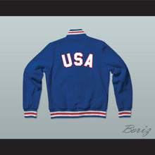 Load image into Gallery viewer, USA United States of America Blue Varsity Letterman Jacket-Style Sweatshirt