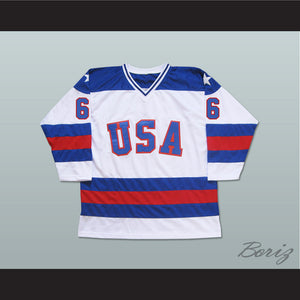 1980 Miracle On Ice Team USA Bill Baker 6 Hockey Jersey White