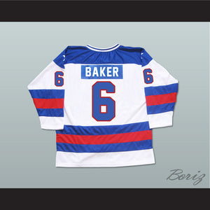 1980 Miracle On Ice Team USA Bill Baker 6 Hockey Jersey White
