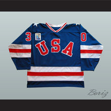 Load image into Gallery viewer, 1980 Miracle On Ice Team USA Jim Craig 30 Hockey Jersey Blue with Patch