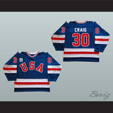 Load image into Gallery viewer, 1980 Miracle On Ice Team USA Jim Craig 30 Hockey Jersey Blue with Patch