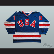 Load image into Gallery viewer, 1980 Miracle On Ice Team USA Mark Johnson 10 Hockey Jersey Blue