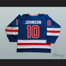 Load image into Gallery viewer, 1980 Miracle On Ice Team USA Mark Johnson 10 Hockey Jersey Blue