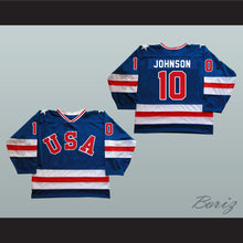 Load image into Gallery viewer, 1980 Miracle On Ice Team USA Mark Johnson 10 Hockey Jersey Blue