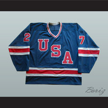 Load image into Gallery viewer, 1980 Miracle On Ice Team USA Phil Verchota 27 Hockey Jersey Blue 2