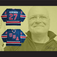 Load image into Gallery viewer, 1980 Miracle On Ice Team USA Phil Verchota 27 Hockey Jersey Blue 2