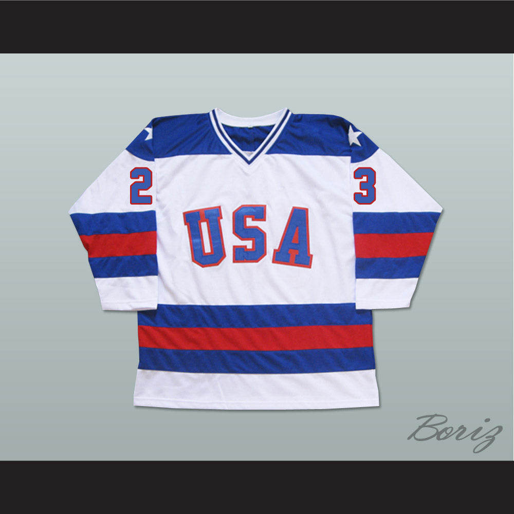 1980 Miracle On Ice Team USA Dave Christian 23 Hockey Jersey White