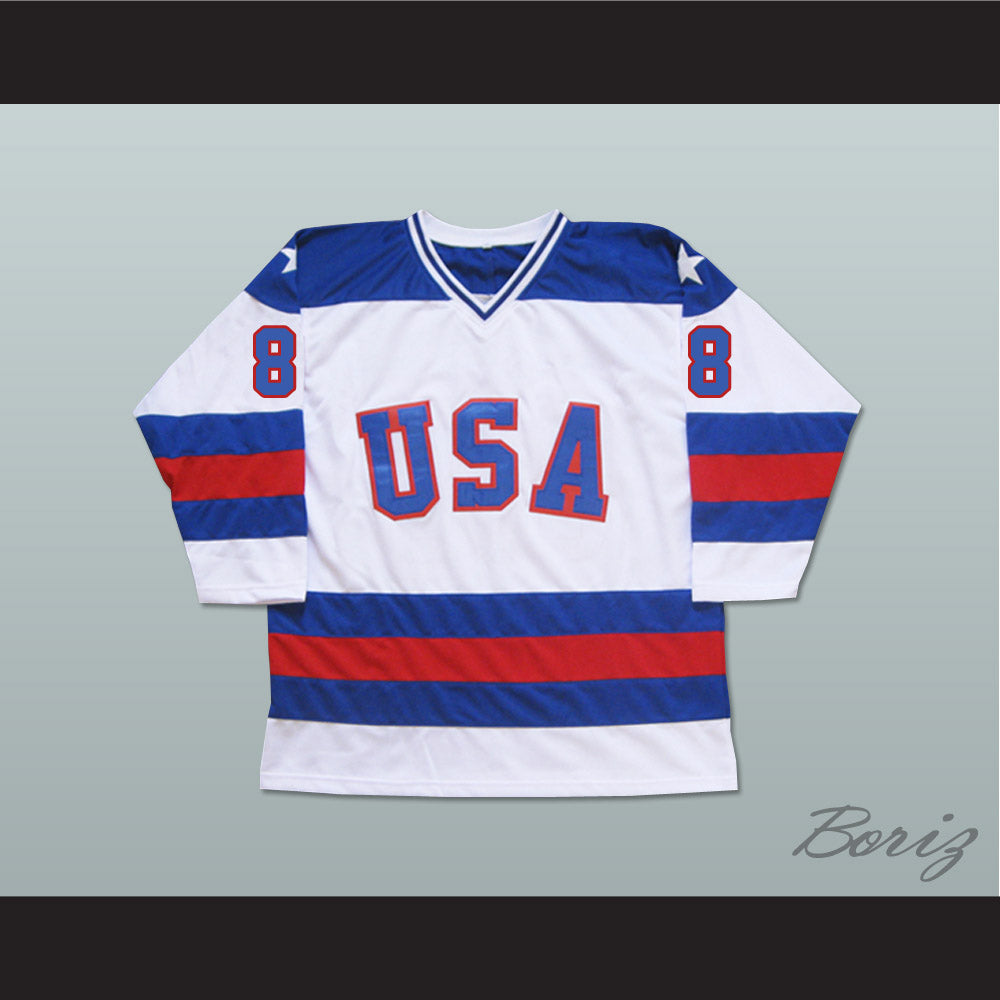 1980 Miracle On Ice Team USA Dave Silk 8 Hockey Jersey White