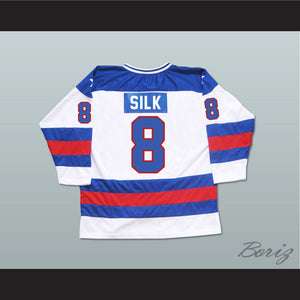 1980 Miracle On Ice Team USA Dave Silk 8 Hockey Jersey White