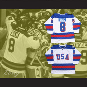 1980 Miracle On Ice Team USA Dave Silk 8 Hockey Jersey White