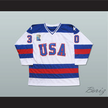 Load image into Gallery viewer, 1980 Miracle On Ice Team USA Jim Craig 30 Hockey Jersey White with Patch