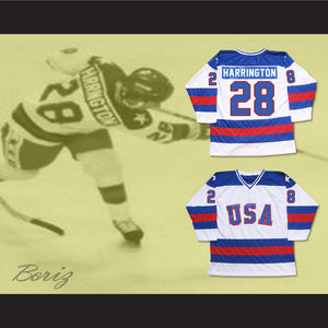 1980 Miracle On Ice Team USA John Harrington 28 Hockey Jersey White